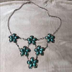 Unique blue flower statement necklace